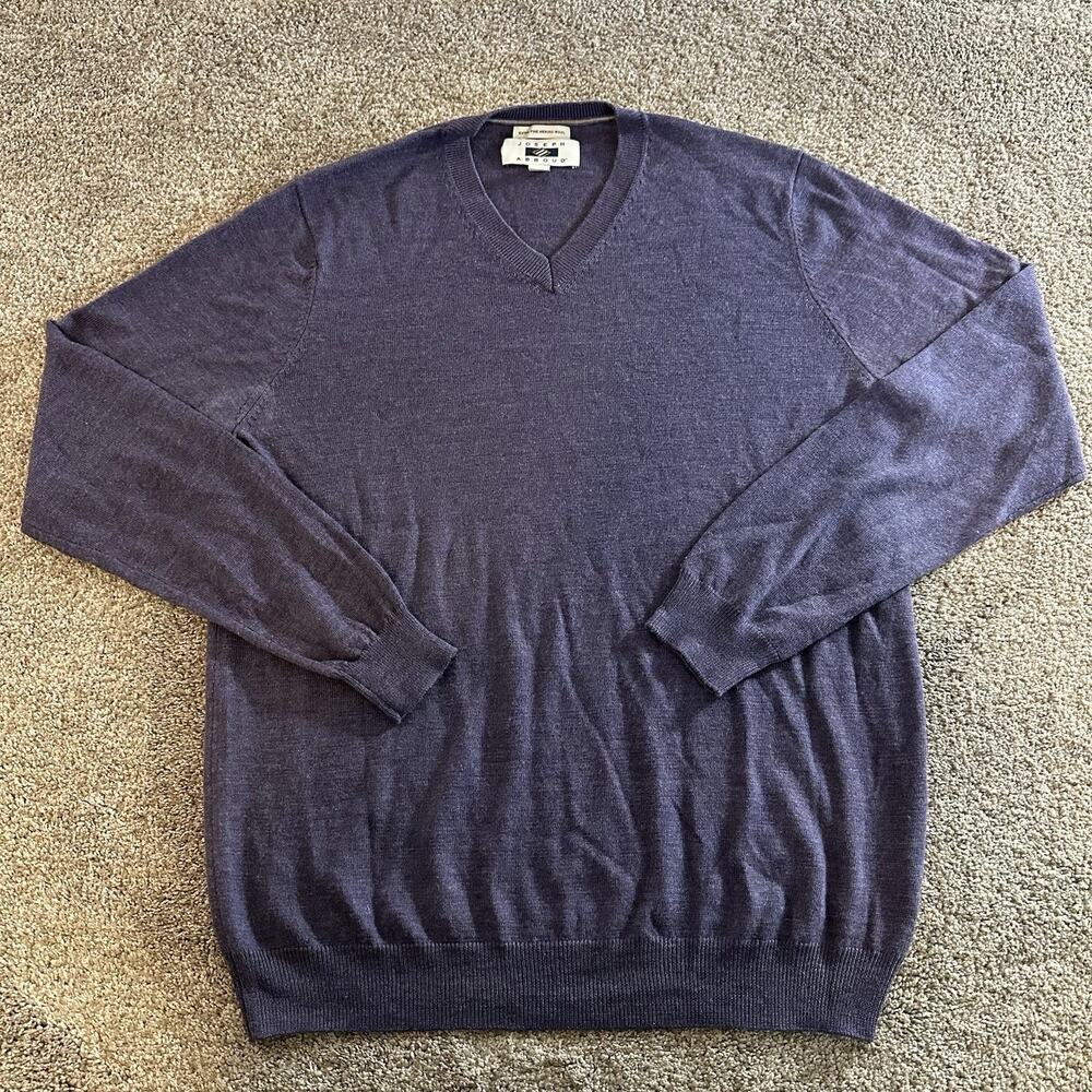 Joseph Abound Men's V-neck Fine Merino Wool Pullover Sweater Size Large Purple